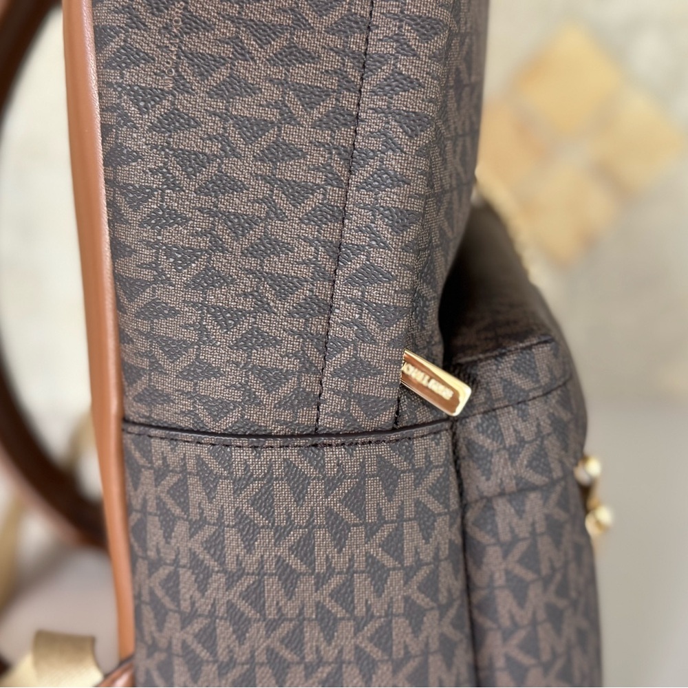 Michael Kors Slater Medium MK Brown Backpack - Picture 14 of 14